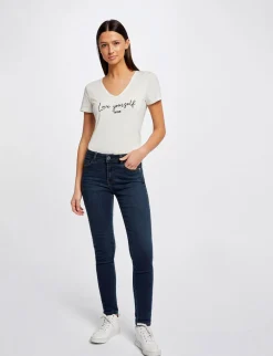Pantalons>Morgan Jeans Slim Avec Bandes Sequins Jean Stone Femme | Jean_Stone