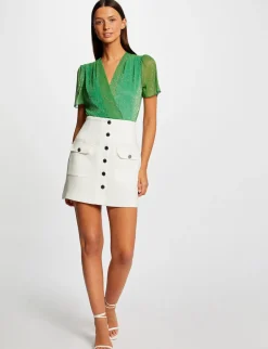Jupes>Morgan Jupe City Droite Boutonnee Femme | Ecru