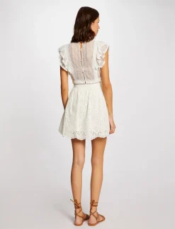 Jupes>Morgan Jupe Droite En Broderie Anglaise Femme | Ecru
