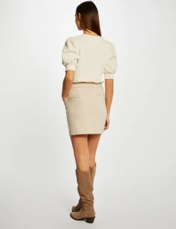 Jupes>Morgan Jupe Droite Taille Haute Avec Boutons Femme | Beige