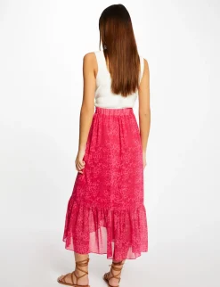 Jupes>Morgan Jupe Longue Portefeuille Imprime Leopard Femme | Rose