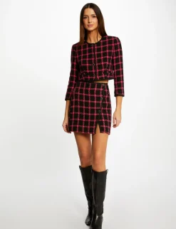 Ensembles Et Tailleurs>Morgan Jupe Portefeuille A Carreaux Femme | Noir