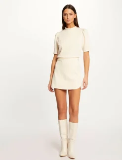 Ensembles Et Tailleurs>Morgan Jupe Portefeuille Aspect Matelasse Ecru Moyen Femme | Ecru_Moyen