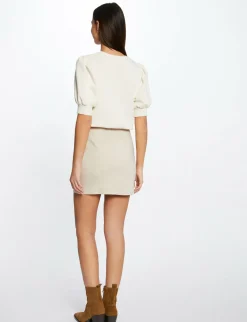 Jupes>Morgan Jupe Portefeuille Avec Boutons Femme | Beige