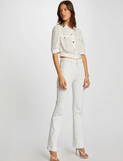 Pantalons>Morgan Pantalon Bootcut Avec Details Tresses Femme | Ecru