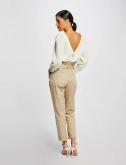 Pantalons>Morgan Pantalon Carotte Ceinturee Femme | Beige