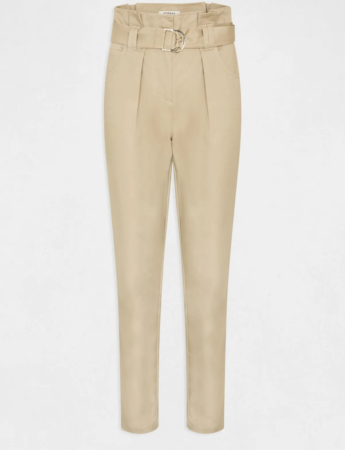 Pantalons>Morgan Pantalon Carotte Ceinturee Femme | Beige