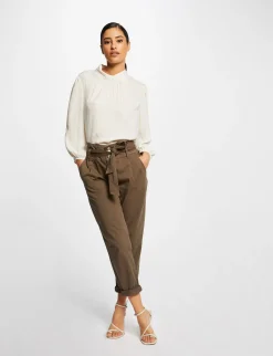 Pantalons>Morgan Pantalon Carotte Ceinturee 7/8Eme Vert Kaki Femme | Vert_Kaki