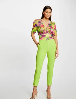 Ensembles Et Tailleurs>Morgan Pantalon City Ajuste 7/8Eme A Pinces Femme | Anis