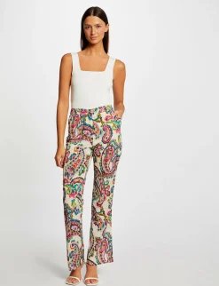 Ensembles Et Tailleurs>Morgan Pantalon Droit Fluide Imprime Cachemire Femme | Multico