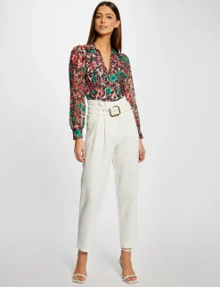 Pantalons>Morgan Pantalon Droit Taille Haute Ceinture Femme | Ecru