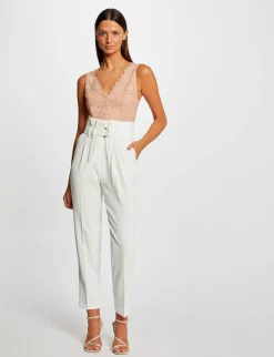 Pantalons>Morgan Pantalon Paperbag Ceinture Femme | Ecru