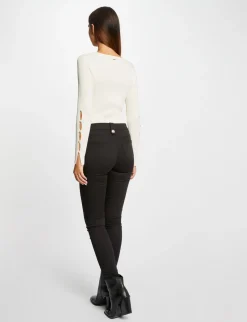 Shorts>Morgan Pantalon Skinny Avec Boutons Decoratifs Femme | Noir