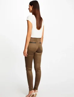 Shorts>Morgan Pantalon Skinny Enduit A Details Bijoux Vert Moyen Femme | Vert_Moyen