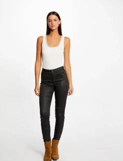 Shorts>Morgan Pantalon Skinny Enduit A Details Bijoux Femme | Noir