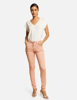 Pantalons>Morgan Pantalon Slim Avec Clous Vieux Rose Femme | Vieux_Rose