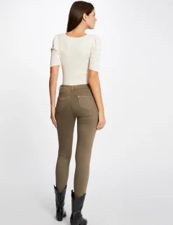 Pantalons>Morgan Pantalon Slim Avec Details Bijoux Vert Kaki Femme | Vert_Kaki