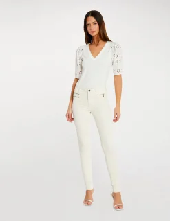 Pantalons>Morgan Pantalon Slim Effet Stretch Femme | Ivoire
