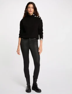 Pantalons>Morgan Pantalon Slim Enduit Femme | Noir