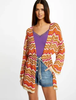 Gilets>Morgan Poncho Imprime Chevron Femme | Orange