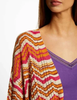 Gilets>Morgan Poncho Imprime Chevron Femme | Orange
