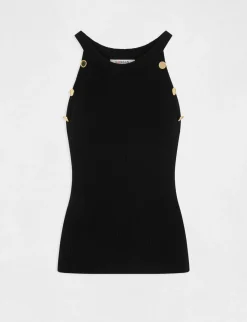 Pulls>Morgan Pull Debardeur Avec Boutons Femme | Noir