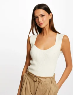Pulls>Morgan Pull Debardeur Encolure Coeur Femme | Ivoire