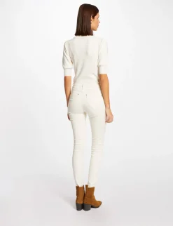 Pulls>Morgan Pull Manches Courtes A Col Polo Femme | Ivoire