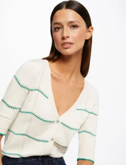 Pulls>Morgan Pull Manches Courtes A Rayures Femme | Ivoire