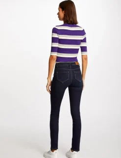 Pulls>Morgan Pull Manches Courtes A Rayures Femme | Violet