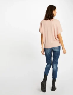 Pulls>Morgan Pull Manches Courtes Avec Boutons Vieux Rose Femme | Vieux_Rose