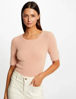 Pulls>Morgan Pull Manches Courtes Cotele Vieux Rose Femme | Vieux_Rose