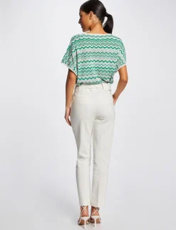 Pulls>Morgan Pull Manches Courtes Imprime Chevron Femme | Vert