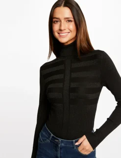 Pulls>Morgan Pull Manches Longues A Col Roule Femme | Noir