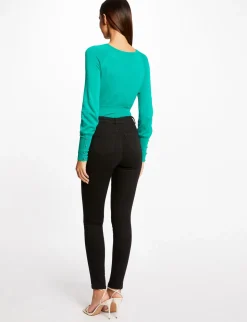Pulls>Morgan Pull Manches Longues A Col Rond Vert Moyen Femme | Vert_Moyen