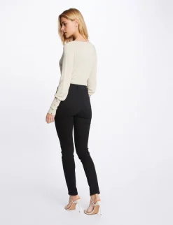 Pulls>Morgan Pull Manches Longues A Col Rond Beige Moyen Femme | Beige_Moyen