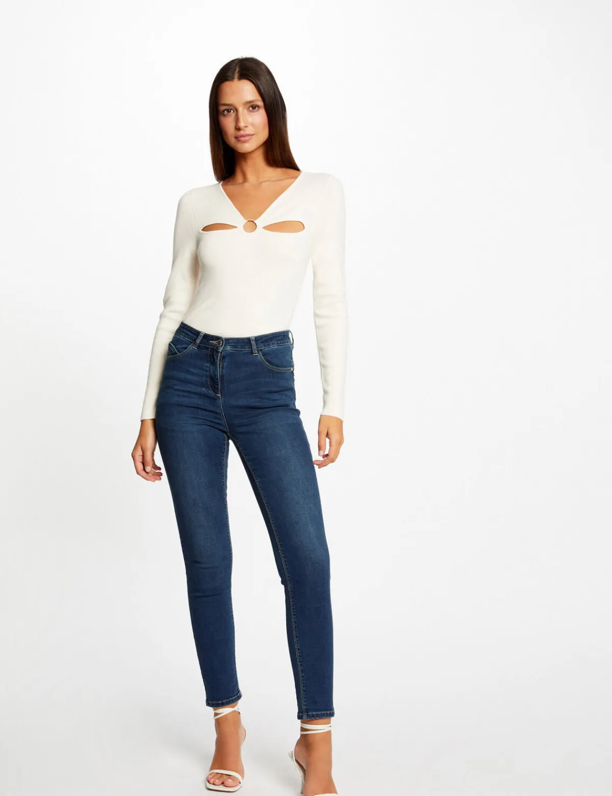 Pulls>Morgan Pull Manches Longues Avec Ouvertures Femme | Ivoire