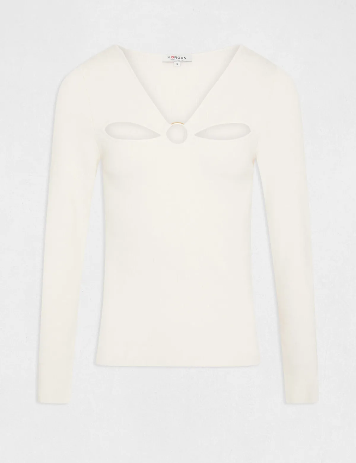 Pulls>Morgan Pull Manches Longues Avec Ouvertures Femme | Ivoire