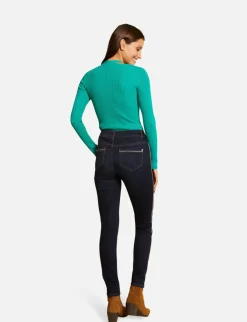 Pulls>Morgan Pull Manches Longues Avec Boutons Vert Moyen Femme | Vert_Moyen