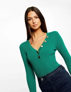 Pulls>Morgan Pull Manches Longues Boutons Femme | Vert