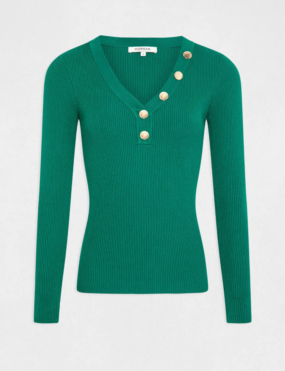 Pulls>Morgan Pull Manches Longues Boutons Femme | Vert