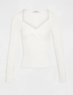 Pulls>Morgan Pull Manches Longues Col Effet Torsade Femme | Ecru