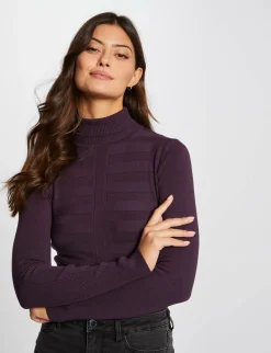 Pulls>Morgan Pull Manches Longues Col Roule Femme | Framboise