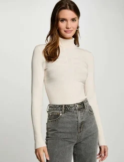 Pulls>Morgan Pull Manches Longues Col Roule Femme | Ivoire