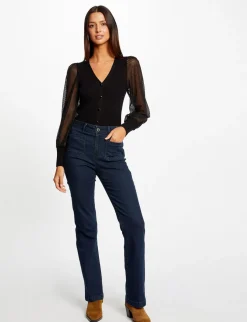 Pulls>Morgan Pull Manches Longues En Dentelle Femme | Noir