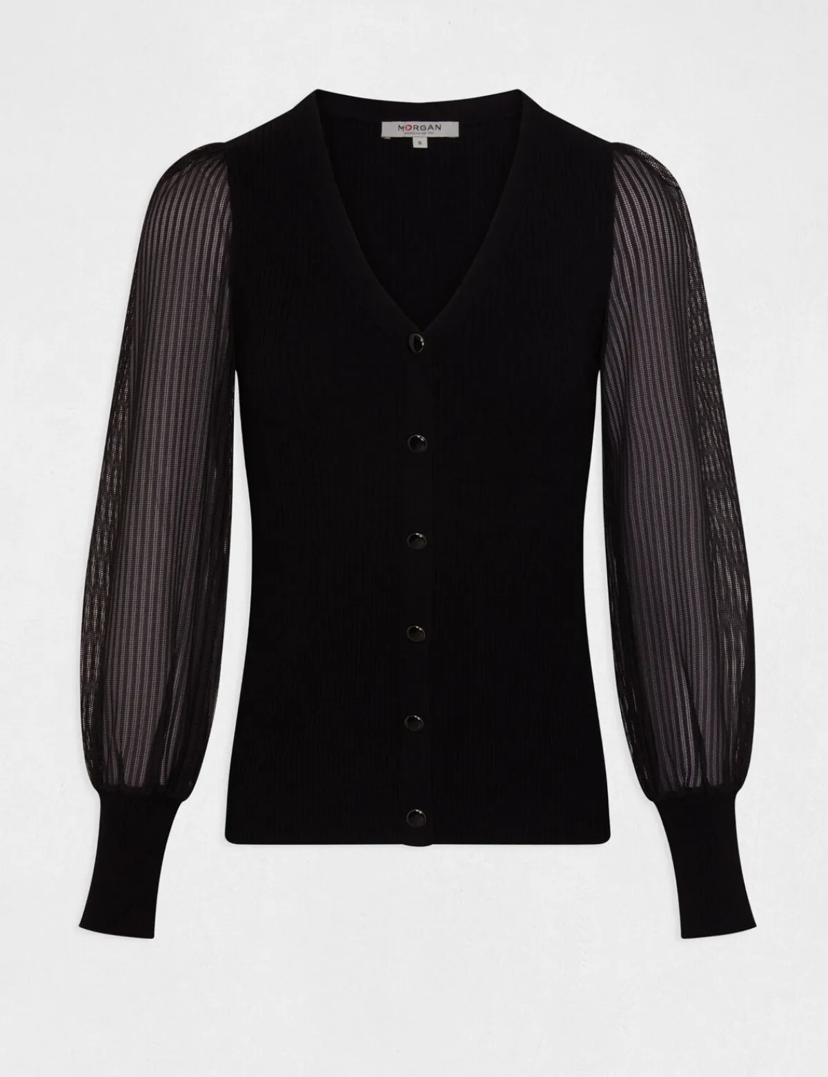 Pulls>Morgan Pull Manches Longues En Dentelle Femme | Noir