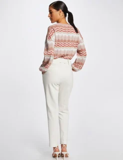 Pulls>Morgan Pull Manches Longues Imprime Chevron Vieux Rose Femme | Vieux_Rose