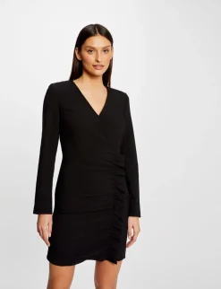 Robes>Morgan Robe Ajustee Drapee A Volants Femme | Noir