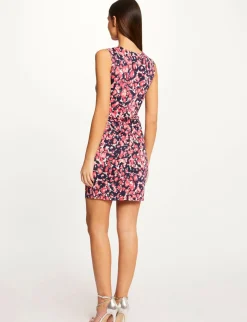 Robes>Morgan Robe Ajustee Drapee Imprime Abstrait Femme | Rose