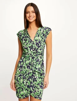 Robes>Morgan Robe Ajustee Drapee Imprime Abstrait Femme | Vert